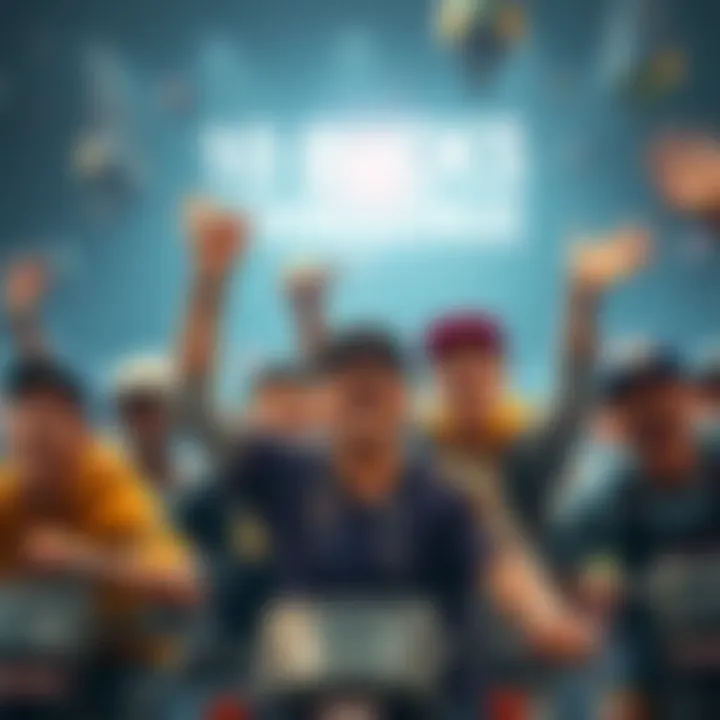 Excited group of boys gearing up for the 10 bucks challenge, full of energy and camaraderie.