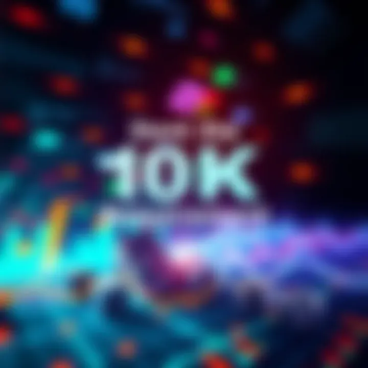 The Impact of the 10K Requirement A dynamic digital landscape with vibrant analytics graphs and content strategies in motion.