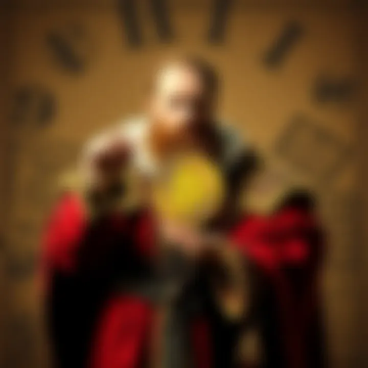 A historic figure from the 16th century stands with a coin, symbolizing early Bitcoin concepts. The background shows an old map and ledger, hinting at trade and finance.