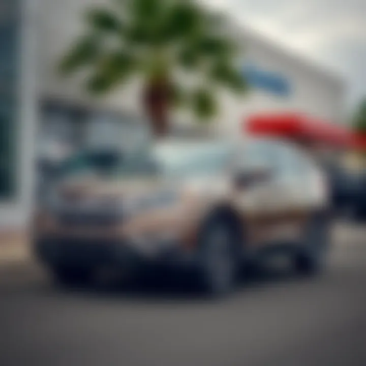 A 2016 Honda CR-V EX-L with 90,000 miles parked outside a dealership, showcasing its sleek design and features.