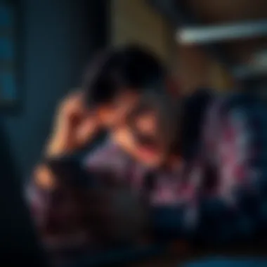 A person looking frustrated while trying to recover two-factor authentication access on a laptop, with a lost phone nearby.