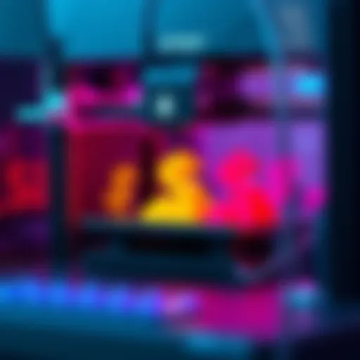 A 3D printer working on a colorful design with dollar signs representing the memecoin theme