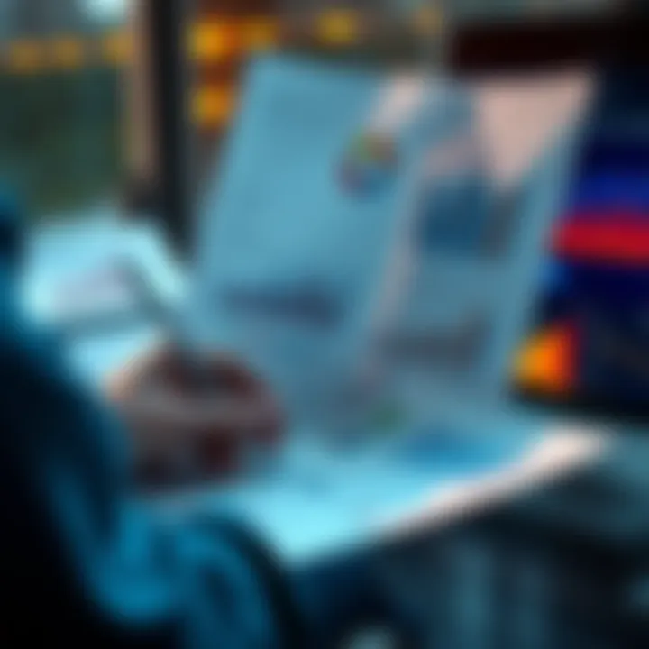 A person reviewing financial documents and charts related to 401K investments