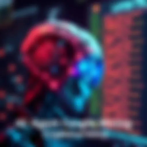 An AI agent depicted with digital currency symbols and computer code, illustrating the act of mining cryptocurrency during a training session.