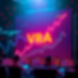 Graph showing a downward trend in VRA cryptocurrency value with worried investors in the background.