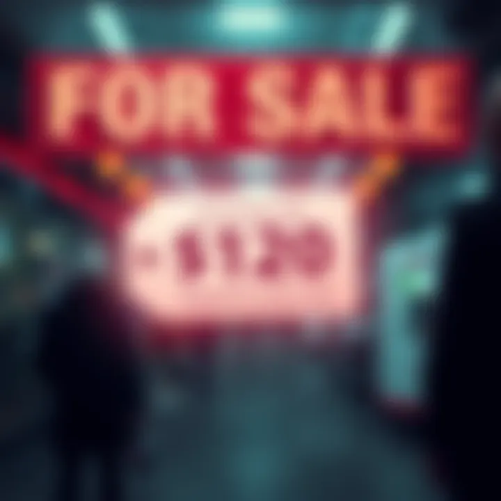 A graphic showing a digital account for sale with a price tag of $120, symbolizing the quick cash opportunity