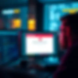 A worried person looking at a computer screen showing an account notification for additional information.