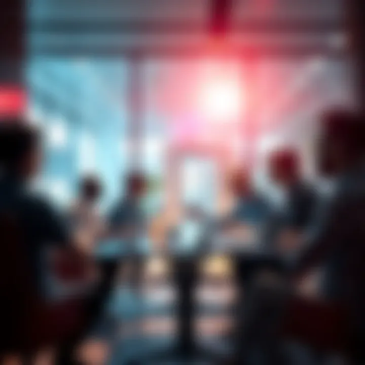 Group of developers discussing strategy in a meeting room