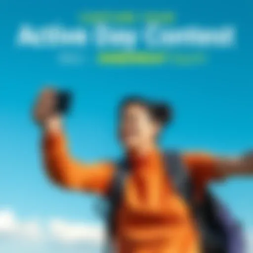 Active Day Contest A person engaged in an outdoor activity, smiling and taking a photo of their active day, with a bright blue sky in the background.