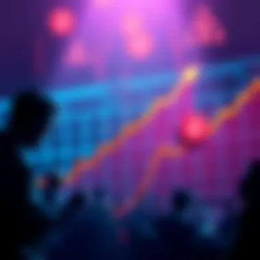 Graph showing ADA cryptocurrency value drop with downward trend line and frustrated investors in the background.