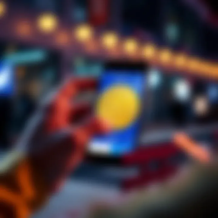 A person using a smartphone to add a Lightning wallet on the BlueWallet app, showing the interface of the app and Bitcoin logo