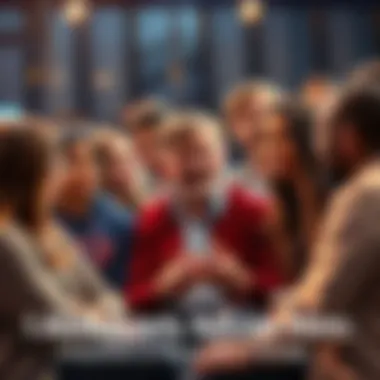 A diverse group of people discussing their feelings about a public figure in a casual setting, showcasing mixed emotions from admiration to skepticism.