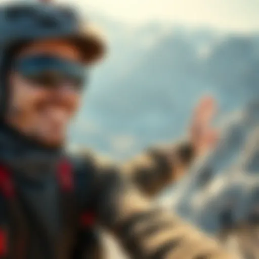 A confident man smiling while engaging in an exciting outdoor activity, showcasing his adventurous spirit.