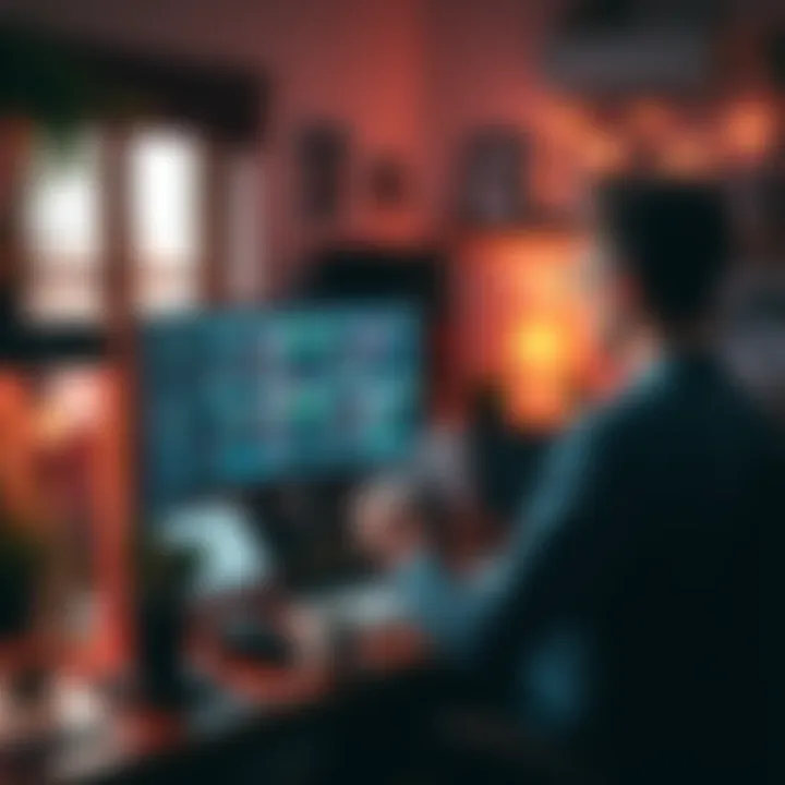 A person exploring various data sources on a computer for historical trade data in a cozy workspace.