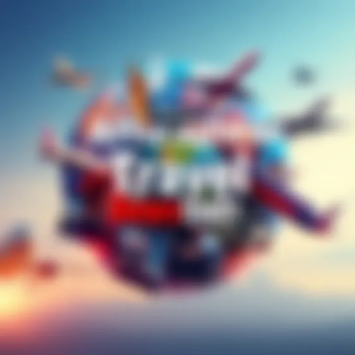 A collage showing various affordable travel methods like budget airlines, trains, and carpooling, with a globe in the background