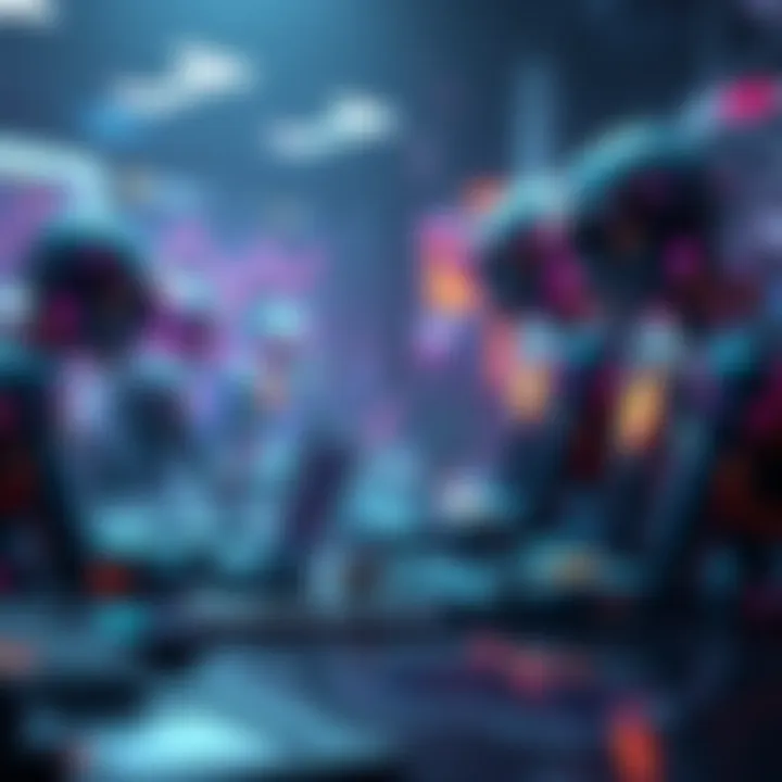 A digital representation of AI agents interacting with Ethereum wallets and trading on ClawMarket.