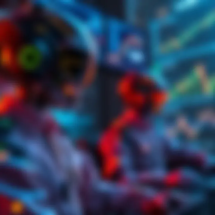 A digital graphic showing AI financial copilots analyzing data and market trends on screens, with charts and graphs in the background.