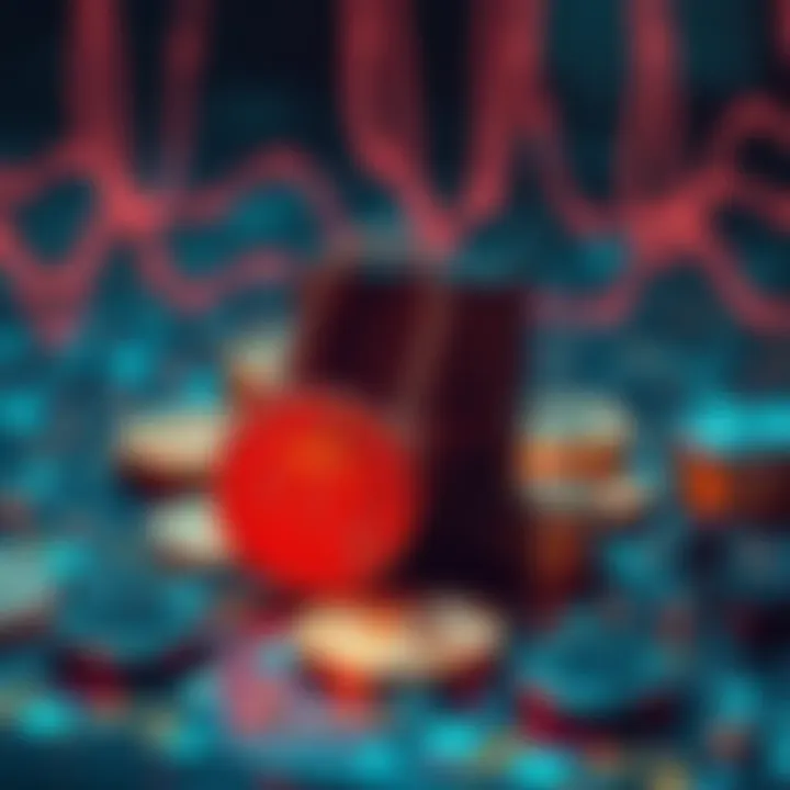 AI and Quantum Computing Security Threat A visual representation of AI and quantum computing technology looming over cryptocurrency symbols like Bitcoin, highlighting security concerns.