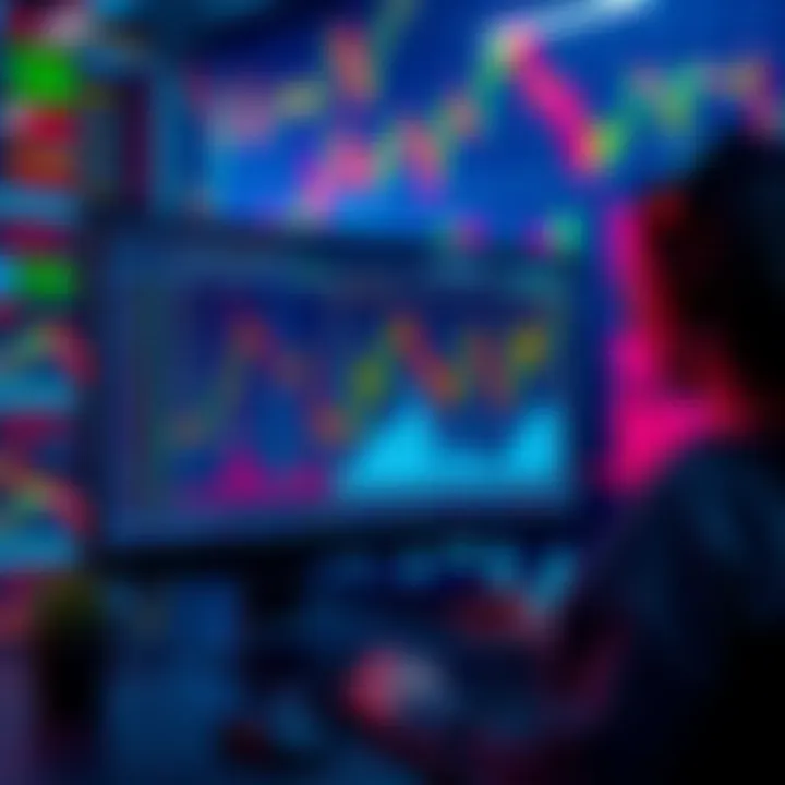 AI Trading Analysis An AI system analyzing stock market data on a computer screen, with financial graphs and charts in the background.