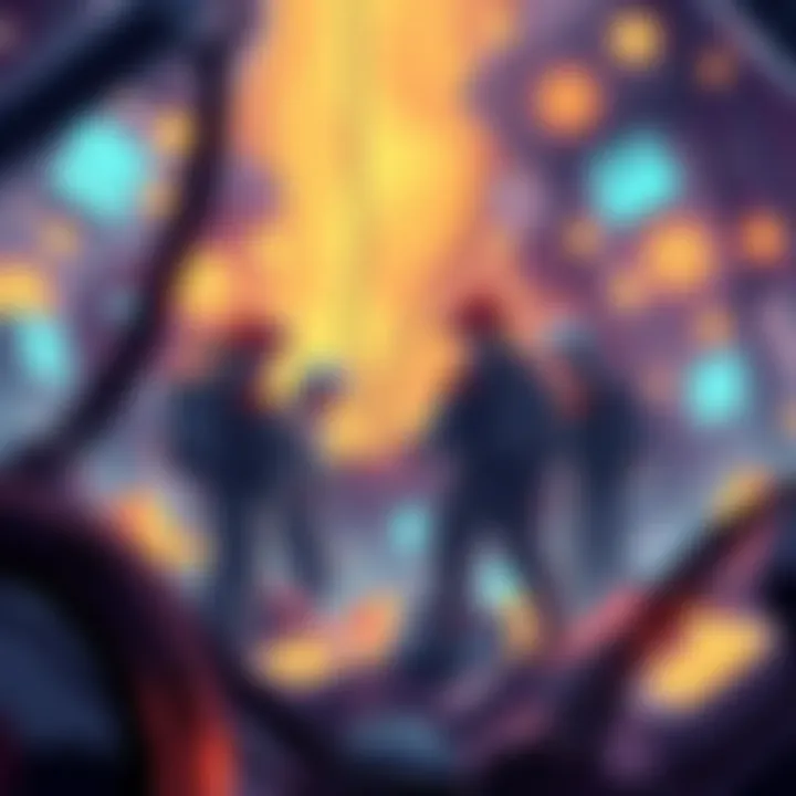 Aleo Mining Adventure A dynamic illustration depicting miners collaborating in a virtual mining environment, surrounded by glowing blocks and digital currency symbols, showcasing the excitement of Aleo mining.