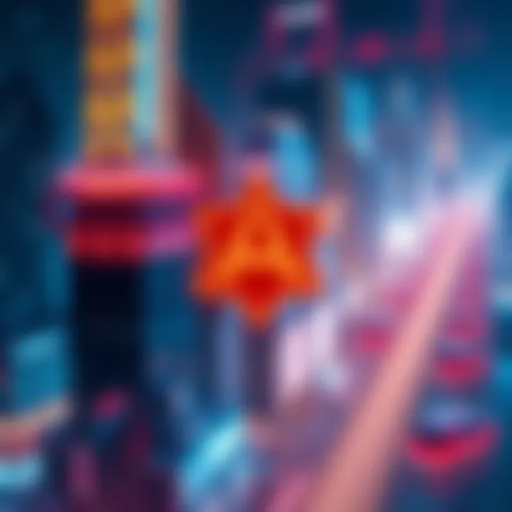 A visual of Algorand's logo overlaid on a digital background showcasing real-world assets like buildings and commodities.