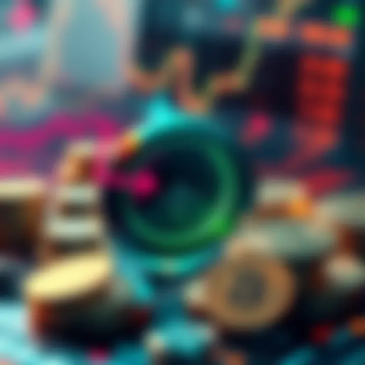 A visual representation of Algorand's stock tokenization process, showcasing digital stocks and cryptocurrency symbols.