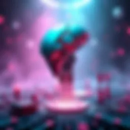 Alien Technology and Blockchain A futuristic representation of alien technology integrated with blockchain concepts, featuring glowing circuits and cosmic elements.