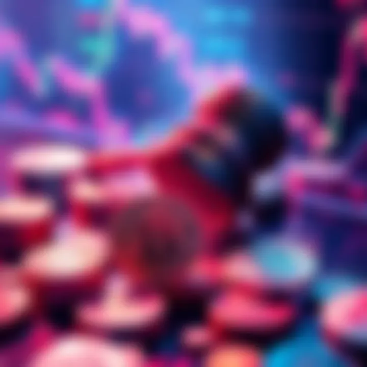 Illustration of cryptocurrencies with a focus on altcoins and stablecoins amidst financial graphs