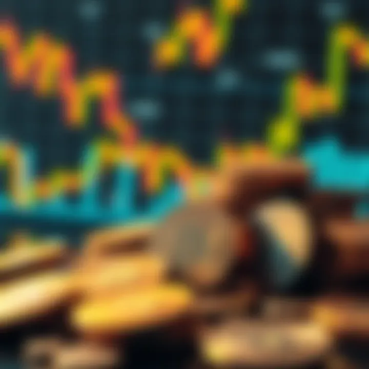 Digital coins representing the altcoin market with a backdrop of fluctuating price graphs, symbolizing hope and investment uncertainty.