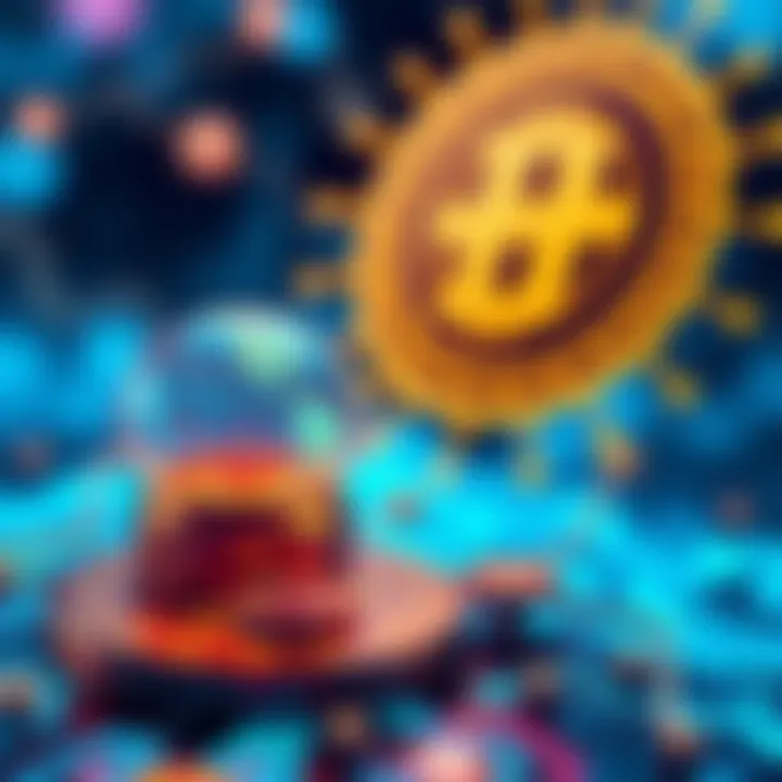 A digital representation of altcoins facilitating authenticity and fighting misinformation, with elements of NFTs and oracle networks.