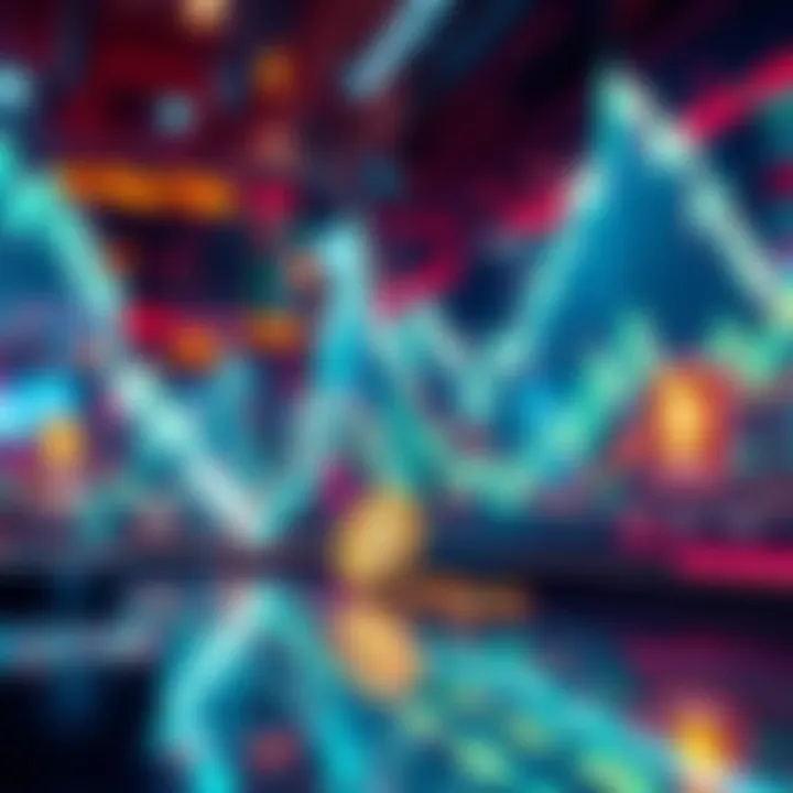 A visual representation of various altcoins competing in a dynamic market environment, showcasing charts and trends with fluctuating values.