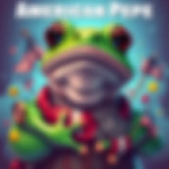 A vibrant illustration depicting the iconic Pepe frog with American symbols, symbolizing community and cultural transformation.