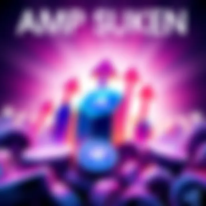 Illustration of rising Amp tokens with upward arrows symbolizing growth
