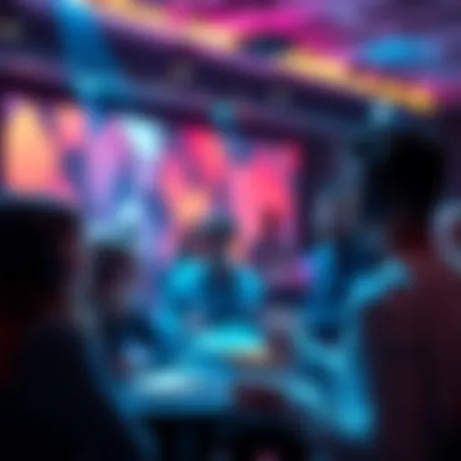 A diverse group of people actively discussing the Amp token, sharing ideas and enthusiasm in a vibrant online forum setting.