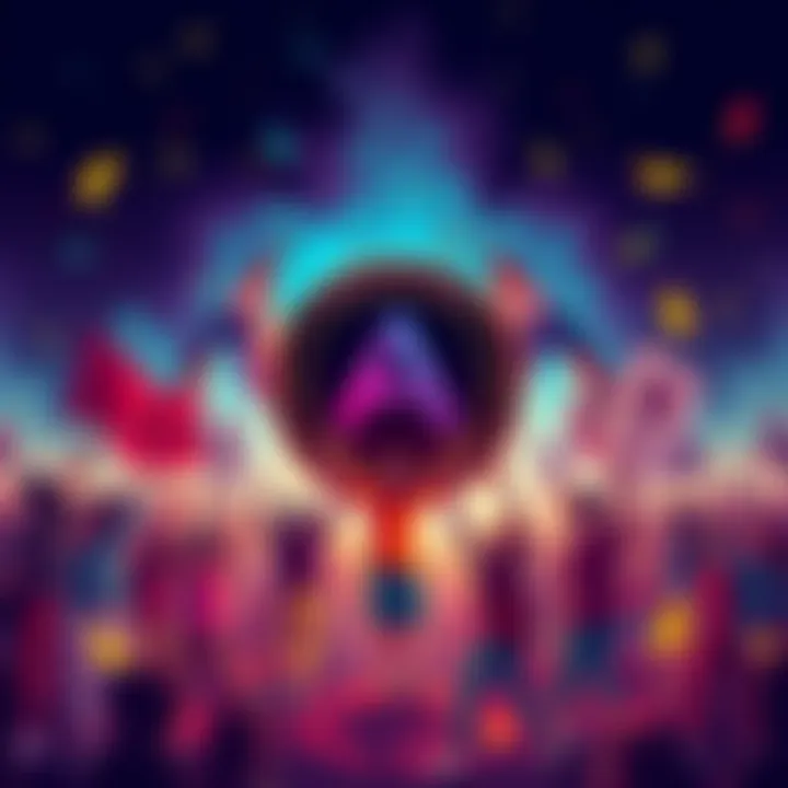 A vibrant illustration depicting the spirit of the ANARCHY movement in the crypto world, showcasing diverse individuals uniting around a bold memecoin emblem, symbolizing hope and change against a backdrop of digital chaos.