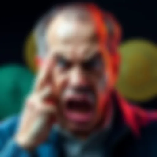 An investor expressing frustration with Bitcoin and cryptocurrency, showing visible anger and disappointment. The background features symbols of Bitcoin and Ethereum, highlighting their association with scams.