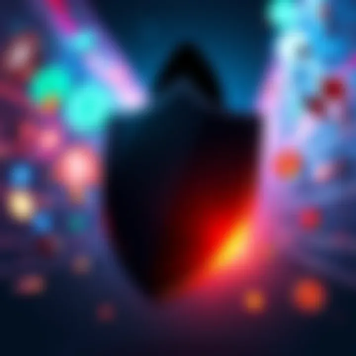 A digital illustration showing various cryptocurrency symbols surrounded by a shield, representing privacy and anonymity in crypto swaps without KYC.