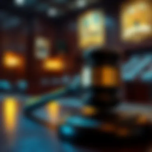 A courtroom scene with a gavel, symbolizing legal action taken by Anthropic against the U.S. Department of Defense regarding supply chain risk designation.