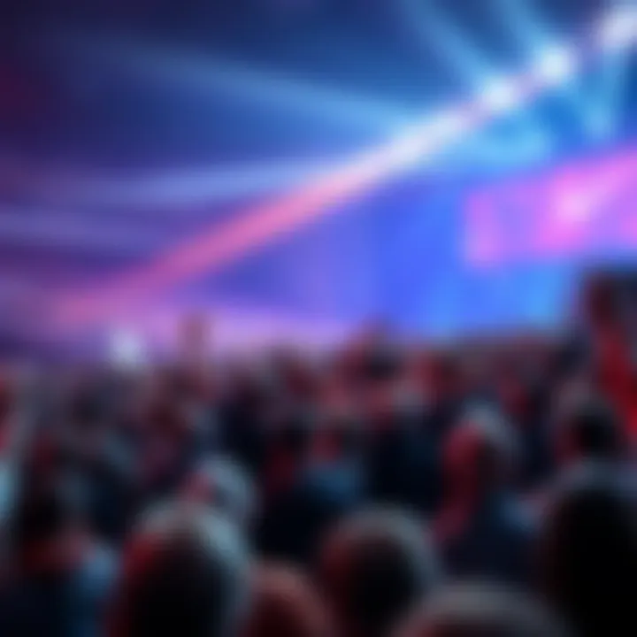 Anticipation of Major Events A crowd eagerly awaiting the start of a major event, filled with excitement and energy.