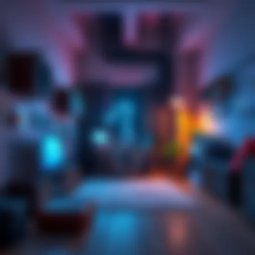 An apartment room filled with innovative gadgets using free electricity, such as a crypto mining rig and energy-efficient appliances.