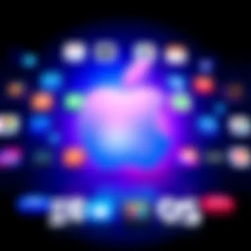 Apple logo with icons for iOS, macOS, watchOS, audioOS, tvOS, and visionOS updates