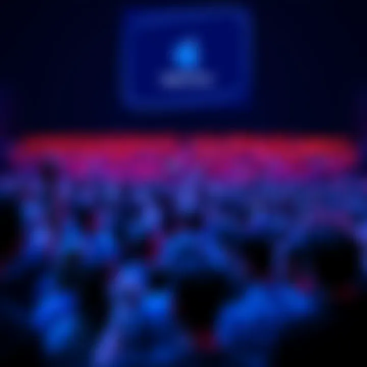 A crowd of excited Apple fans waiting for the product announcement at an Apple event.