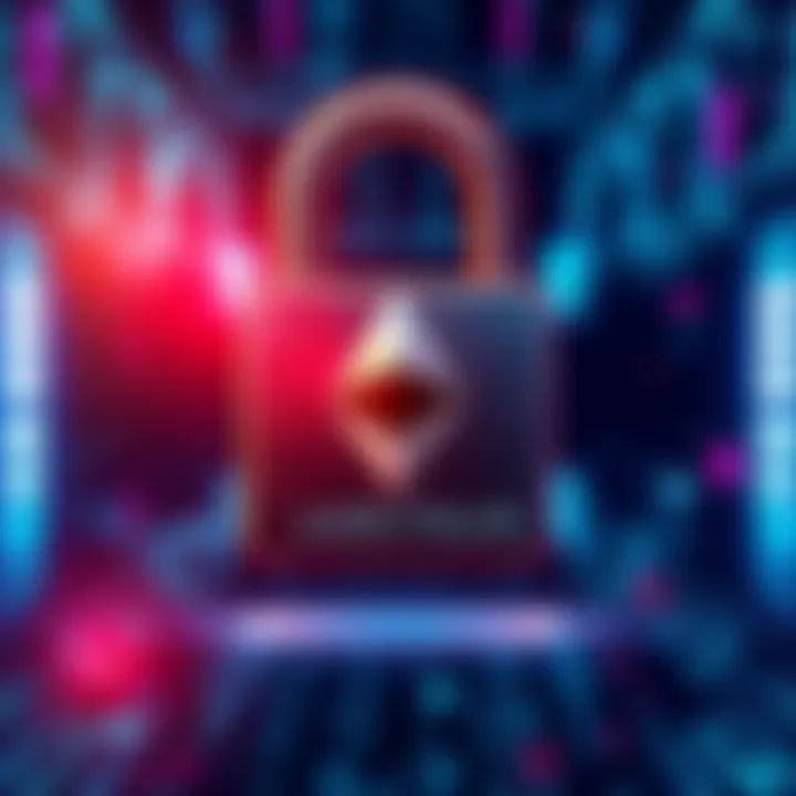 Arbitrum Security Council Freezes ETH Visual representation of Arbitrum's Security Council freezing ETH, depicting a digital lock and Ethereum logo