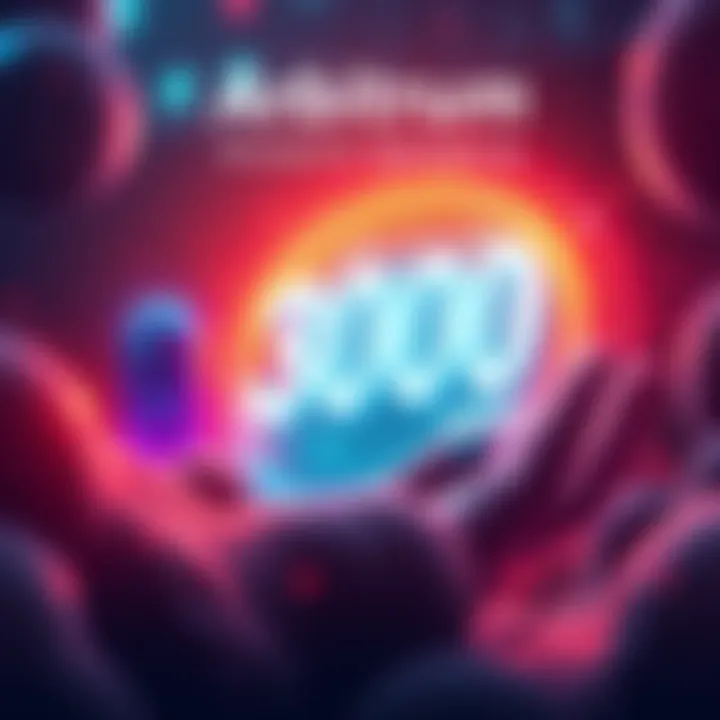 Visual representation of Arbitrum achieving $300 billion in volume, showcasing innovative blockchain technology and decentralized finance evolution.
