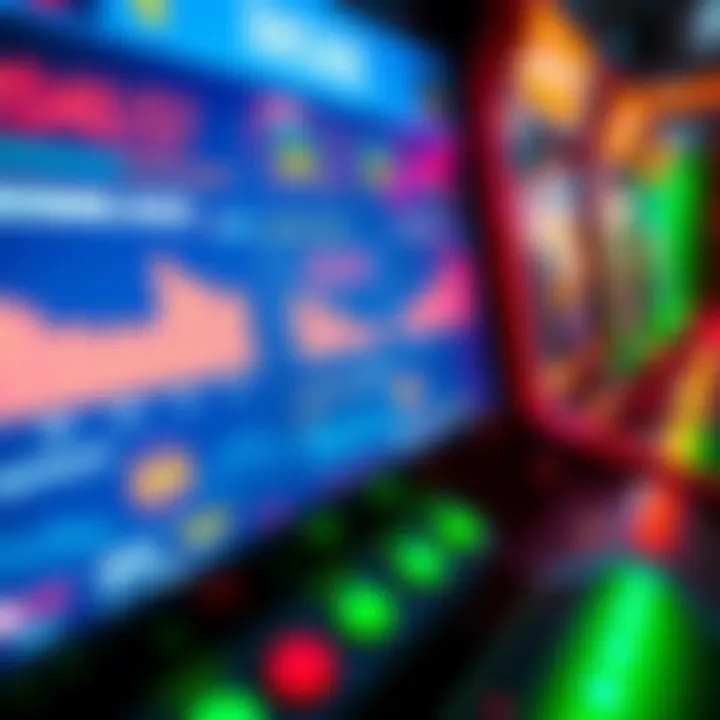 A close-up of an arcade game screen displaying download statistics and in-game purchases, highlighting discrepancies in tracking.