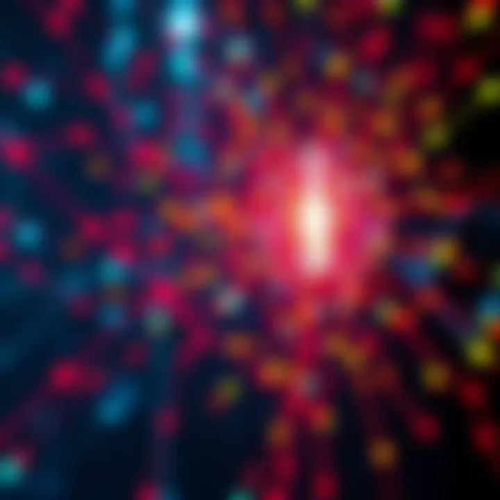 A vibrant display of digital art representing the blend of creativity and technology, with a network of connections in the background.