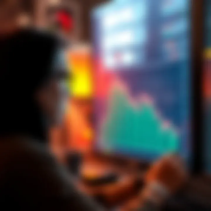 Graph showing a decline in asset price from $81K to $79K with a worried investor looking at the screen
