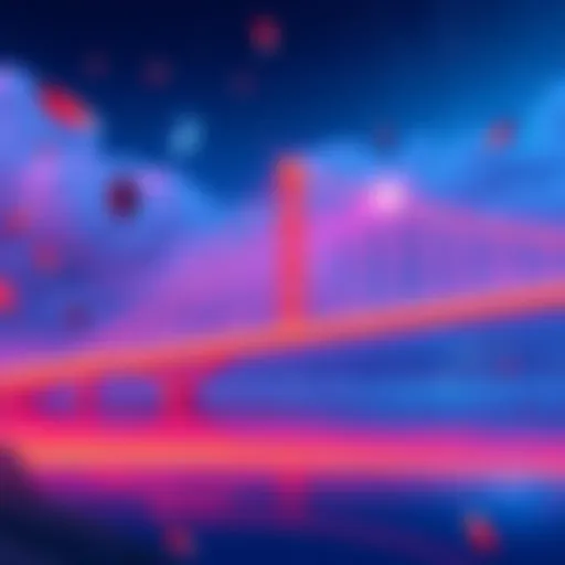 An illustration showing the movement of major digital assets like Bitcoin and Ethereum through a bridge connecting VeChain and Wanchain, symbolizing secure transactions in the crypto world.