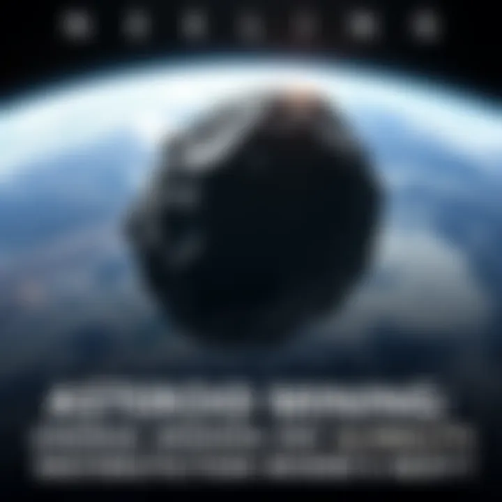 An asteroid floating in space with Earth visible in the background, representing the debate between asteroid mining and global destruction.