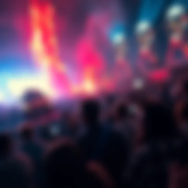A crowd gasping in amazement at a bizarre, inexplicable event unfolding before them.